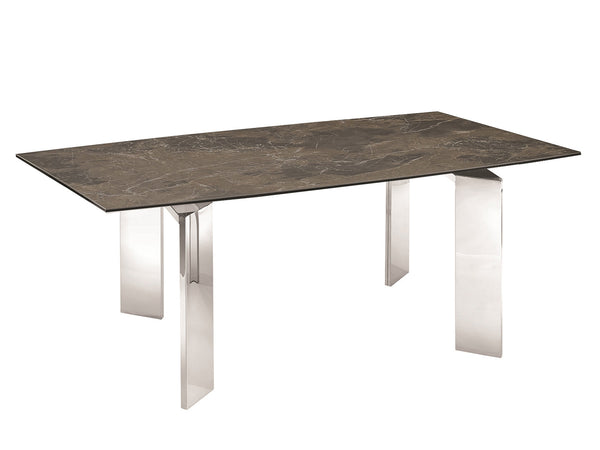 Astor dining table with stainless base and white top. – Casabianca Home